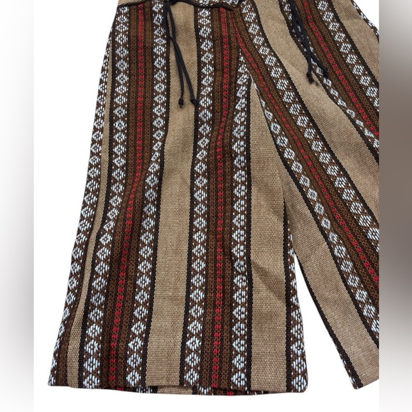 Vintage 50s Thermo Jac Acrylic Boho Tribal Weave Palazzo Pant NWT Size 9 - Picture 6 of 11